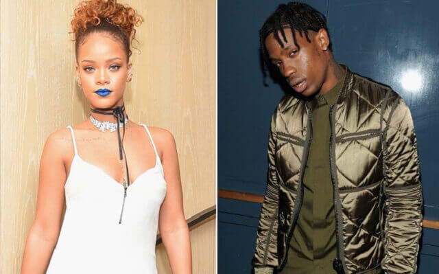 Rihanna filmada aos beijos com Travis Scott