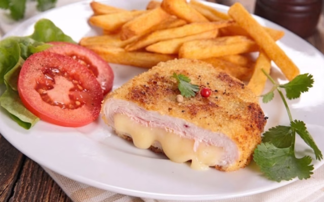 Frango empanado com queijo-Receitas